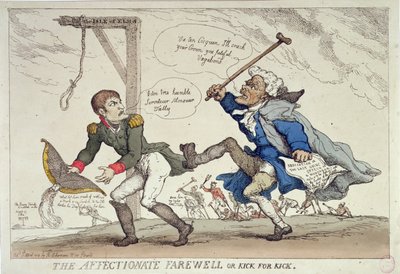 Het Afscheid of, Trap voor Trap, gepubliceerd door R. Ackermann, 17 april 1814 door Thomas Rowlandson